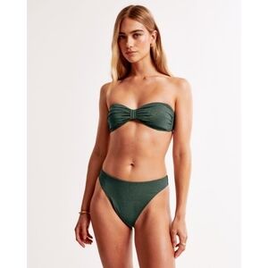 NWT Abercrombie & Fitch Mid-Rise High-Leg Moderate Green Shimmer Bottom